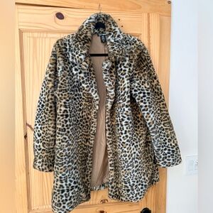 Hot Topic Leopard Print Faux Fur Jacket